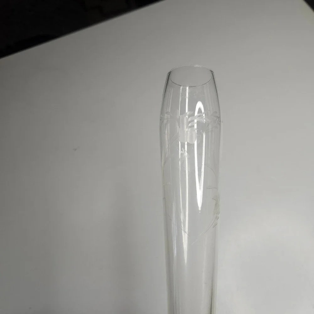 Duchin Creation Sterling Silver Weighted Base Etched Glass Bud Vase Vintage 50s‎